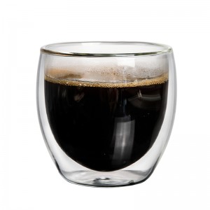 Sanzo handgjord värmebeständig borosilikatglas Klar dubbla väggar Kaffekoppskopp Tekopp Kaffekopp 350 ml